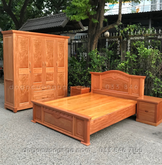 Tủ áo gỗ đinh hương 4 cánh - 2m mẫu đồng tiền 