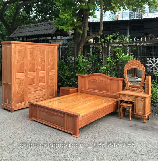 Tủ áo gỗ đinh hương 4 cánh - 2m mẫu đồng tiền 