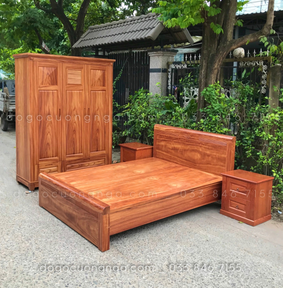 Tủ quần áo gỗ cẩm tự nhiên 3 cánh - 1m6 mẫu chóp hiện đại