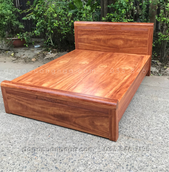 Giường gỗ cẩm vạt phản liền mẫu đơn giản 