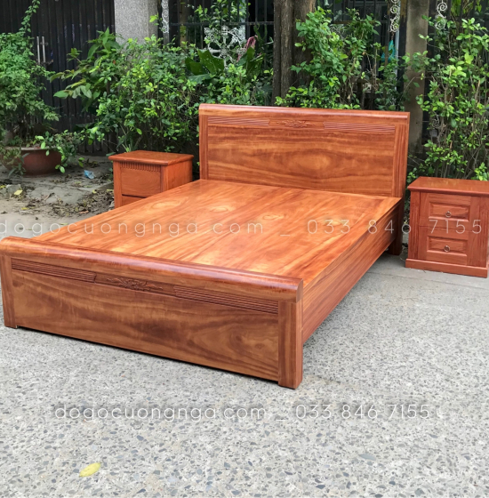 Combo nội thất phòng ngủ gỗ cẩm tự nhiên - mẫu hiện đại 