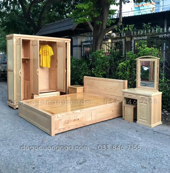 Bộ combo nội thất phòng ngủ gỗ sồi  - hiện đại 