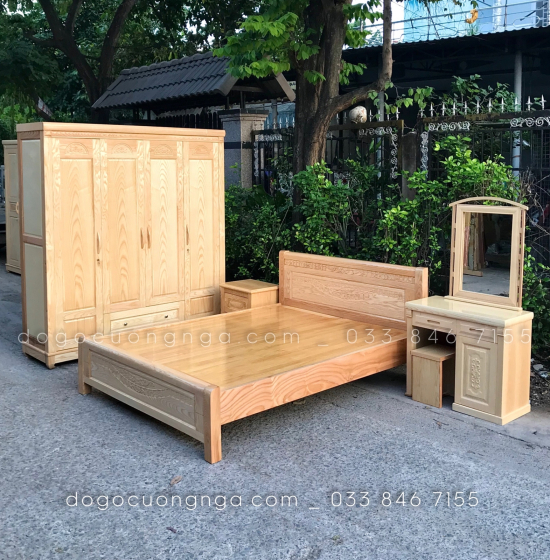 Combo phòng ngủ gỗ sồi nga tự nhiên - mẫu mã mới nhất 