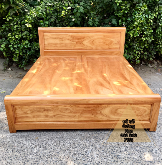 Giường gỗ gõ đỏ hiện đại vạt phản liền - mẫu bắt chỉ 