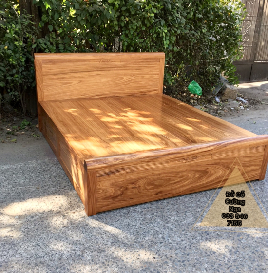 Giường gỗ hương xám 2 ngăn kéo  hiện đại 