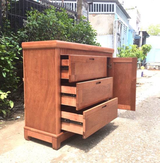 Tủ ngăn kéo gỗ xoan đào 1m2 - tủ đựng quần áo em bé hiện đại 