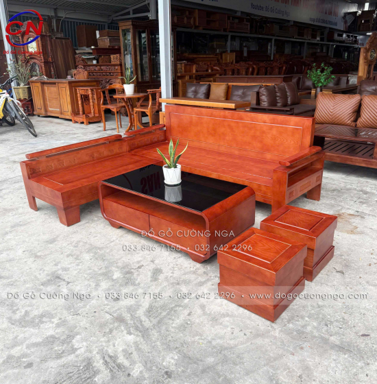 Sofa Phòng Khách Gỗ Sồi Nga Bàn Boom Góc L 2mx1m8