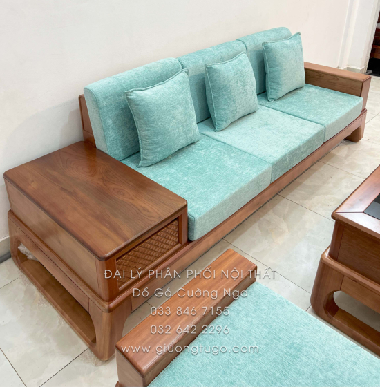 Sofa Gỗ Xoan Đào 1 Văng 3 Chi Tiết (Tặng Kính Bàn)