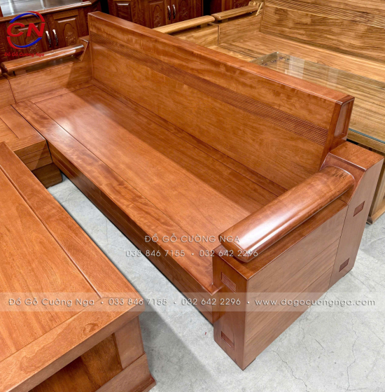 Sofa Góc L Gỗ Đinh Hương Đổi Chiều 2m1x1m6 Hiện Đại