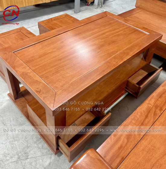Sofa Góc L Gỗ Đinh Hương Đổi Chiều 2m1x1m6 Hiện Đại