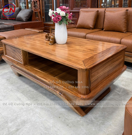 Sofa gỗ hương xám chân thuyền góc L hiện đại 2m85 x 1m95 