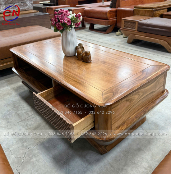 Sofa gỗ hương xám chân thuyền góc L hiện đại 2m85 x 1m95 