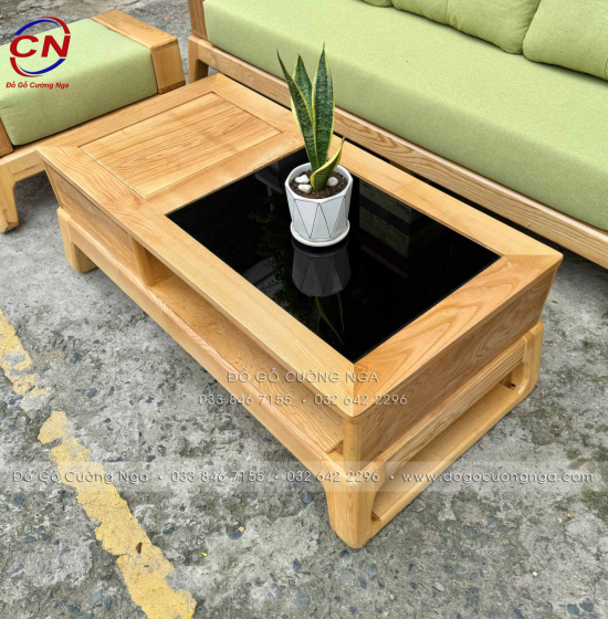 Sofa Văng Gỗ Sồi Màu Tự Nhiên Kèm Nệm 3 Chi Tiết Nhỏ Gọn