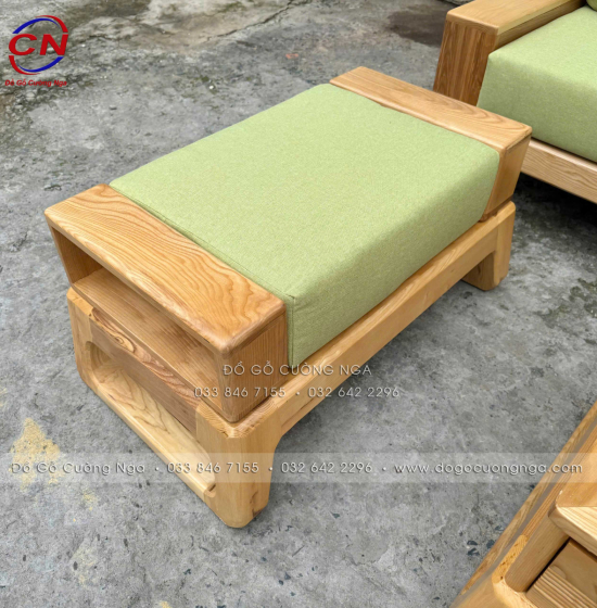 Sofa Văng Gỗ Sồi Màu Tự Nhiên Kèm Nệm 3 Chi Tiết Nhỏ Gọn