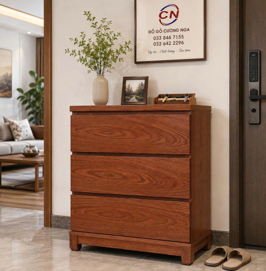 Tủ Nhật Ngăn Kéo Gỗ Sồi Nga 80cm – 3 Ngăn Kéo Dễ Sử Dụng