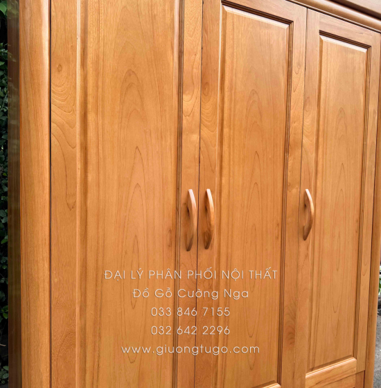Tủ Quần Áo Gỗ Gõ Đỏ 3 Cánh 1m6 Đơn Giản Sang Trọng