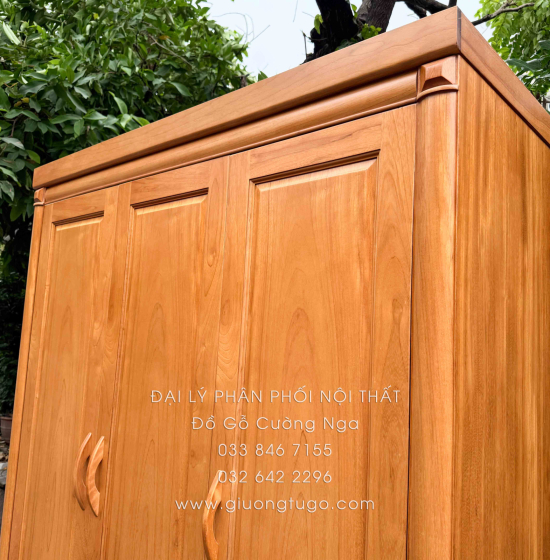 Tủ Quần Áo Gỗ Gõ Đỏ 3 Cánh 1m6 Đơn Giản Sang Trọng