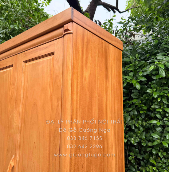 Tủ Quần Áo Gỗ Gõ Đỏ 3 Cánh 1m6 Đơn Giản Sang Trọng