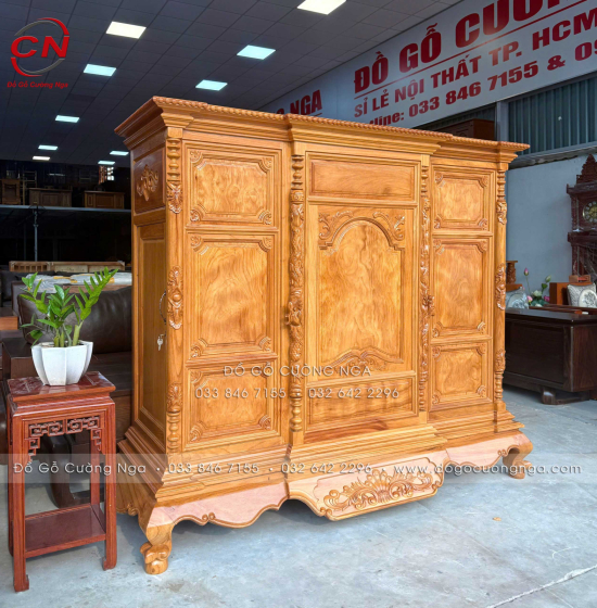 Tủ Thờ Gỗ Gõ Đỏ Cao Cấp 1m75 Cánh Trơn