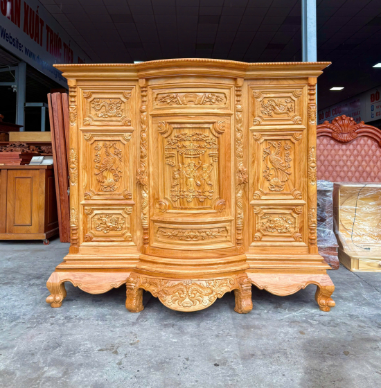 Tủ Thờ Gỗ Gõ Đỏ Cao Cấp 1m75 Cánh Trơn