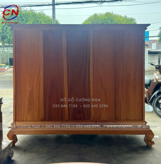 Tủ Thờ Gỗ Gõ Đỏ Chạm Tam Đa 1m75 Cổ Điển Trang Nghiêm