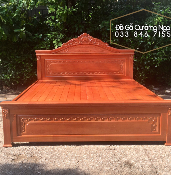 Giường gỗ xoan đào vạt phản - mẫu nữ hoàng 