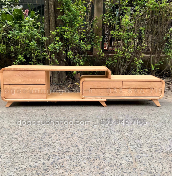 Kệ Tivi Rút Gỗ Sồi Nga Màu Tự Nhiên Hiện Đại KG 036