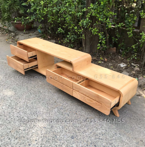 Kệ Tivi Rút Gỗ Sồi Nga Màu Tự Nhiên Hiện Đại KG 036