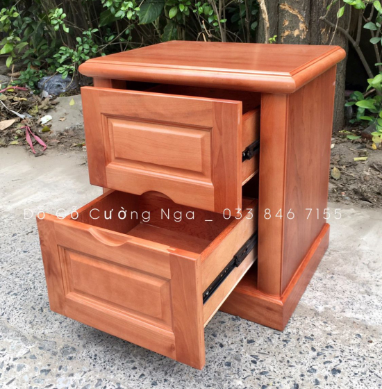 Tủ đầu giường gỗ xoan đào hiện đại 