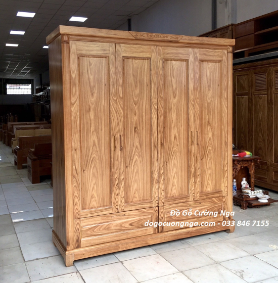 Tủ áo gỗ hương xám 4 cánh - 2m mẫu hiện đại