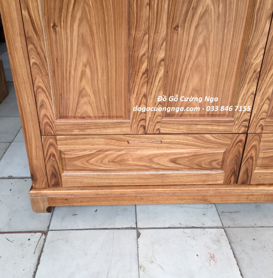 Tủ áo gỗ hương xám 4 cánh - 2m mẫu hiện đại