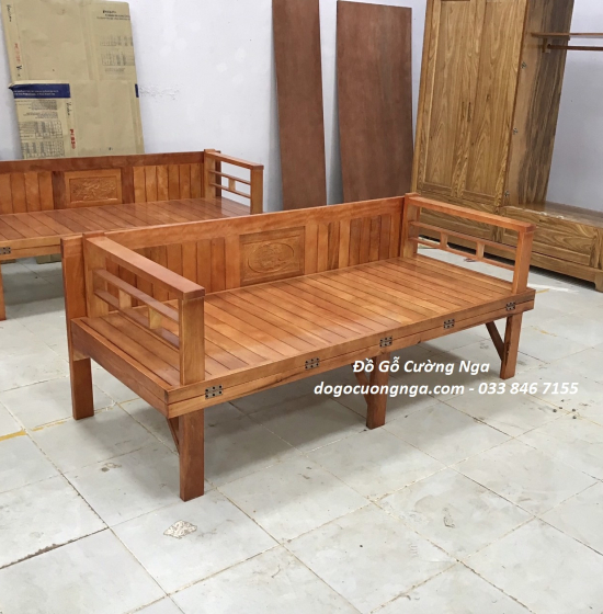 Giường Gấp Gỗ Chân Cao 1m4x1m9 Dành Cho Người Lớn Tuổi
