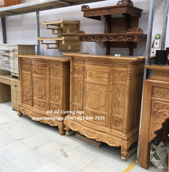 Tủ thờ gỗ gõ đỏ 1m27 - trạm Tam Đa BT 015