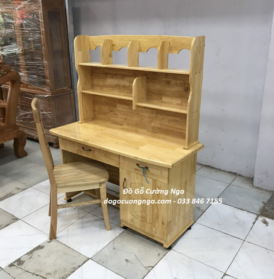 Bộ Bàn Ghế Học Sinh Gỗ Thông Giá Rẻ Kèm Kệ Sách 