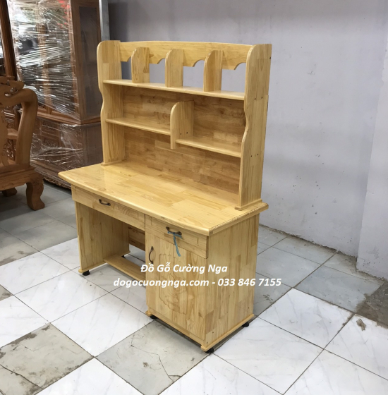 Bàn Học Sinh Có Giá Sách Gỗ Thông Giá Rẻ 