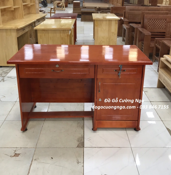 Bàn Làm Việc Gỗ Thông Giá Rẻ Màu Cánh Gián 