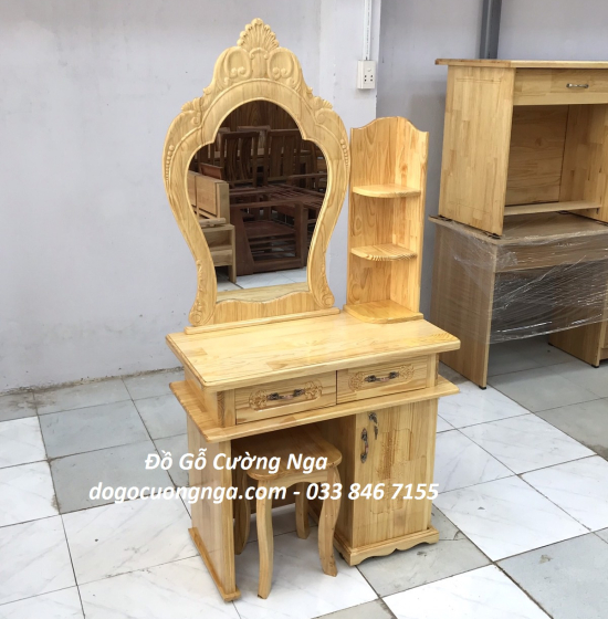 Bàn Trang Điểm Gỗ Thông Tự Nhiên 80cm Giá Rẻ TĐ 030