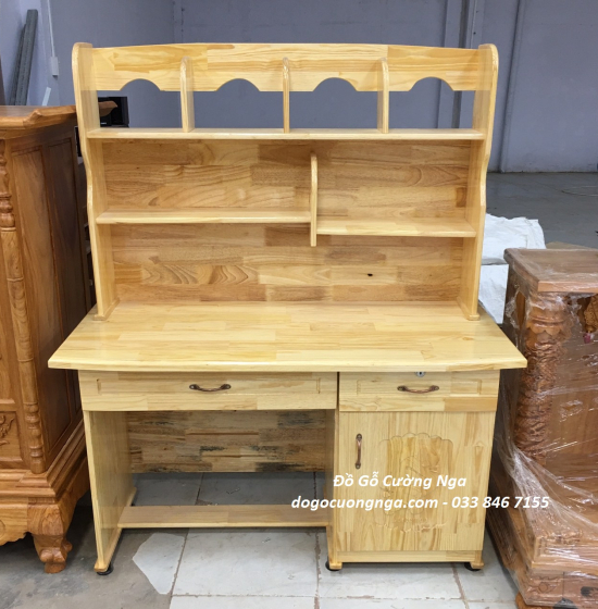 Bộ Bàn Ghế Học Sinh Gỗ Thông Giá Rẻ Kèm Kệ Sách 