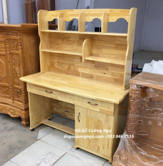 Bàn Học Sinh Có Giá Sách Gỗ Thông Giá Rẻ 