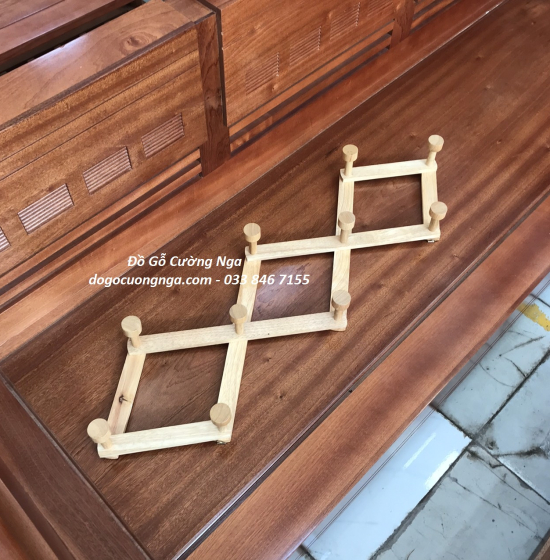Móc Áo Xếp Treo Tường Gỗ Cao Su Đẹp Giá Rẻ 