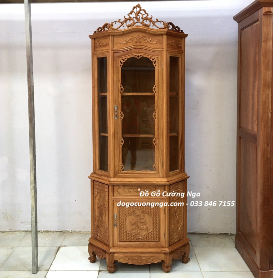 Tủ rượu gỗ gõ đỏ góc 60 cao cấp TG 011
