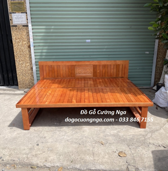 Giường Gấp Gỗ Chân Cao 1m4x1m9 Dành Cho Người Lớn Tuổi