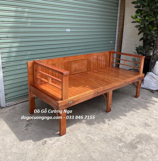 Giường Gấp Gỗ Chân Cao 1m4x1m9 Dành Cho Người Lớn Tuổi