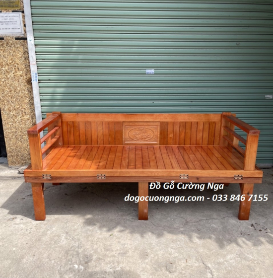 Giường Gấp Gỗ Sồi Chân Cao 1m2x1m9 Bền Đẹp 