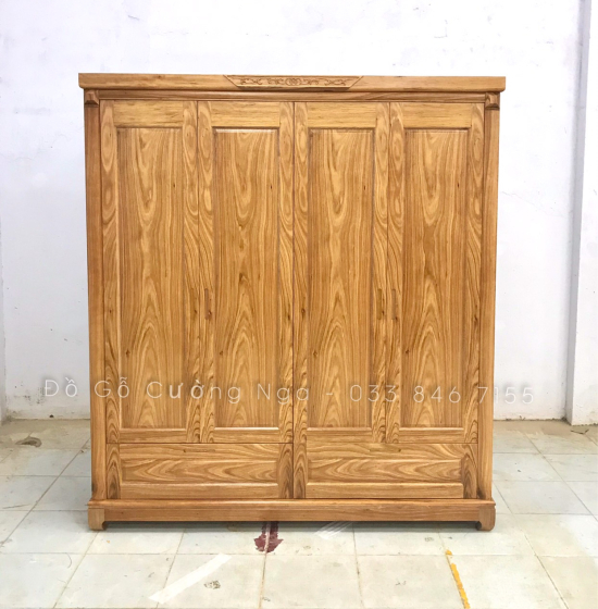 Tủ áo gỗ hương xám 4 cánh - 2m mẫu hiện đại