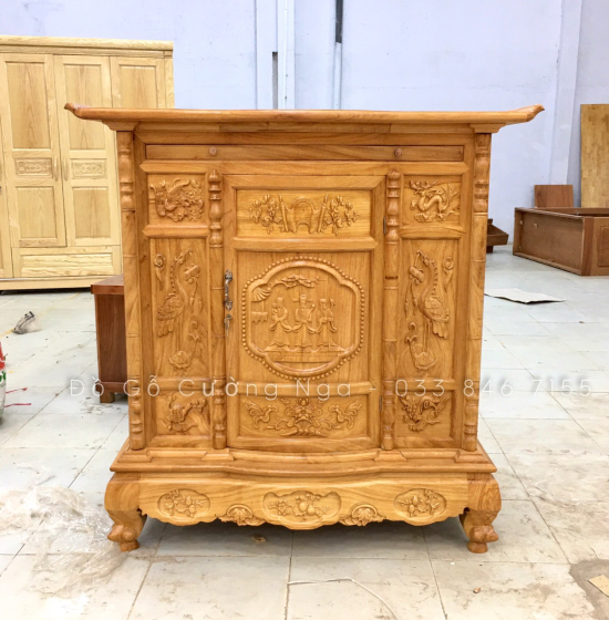 Tủ thờ gỗ gõ đỏ 1m27 - trạm Tam Đa BT 015