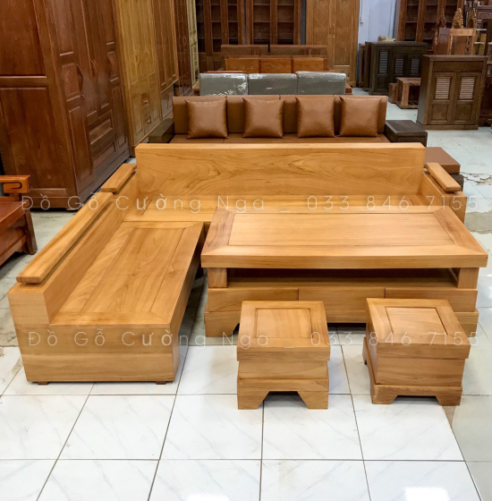 Bộ ghế sofa gỗ gõ đỏ tay trứng cao cấp 2m4x2m 