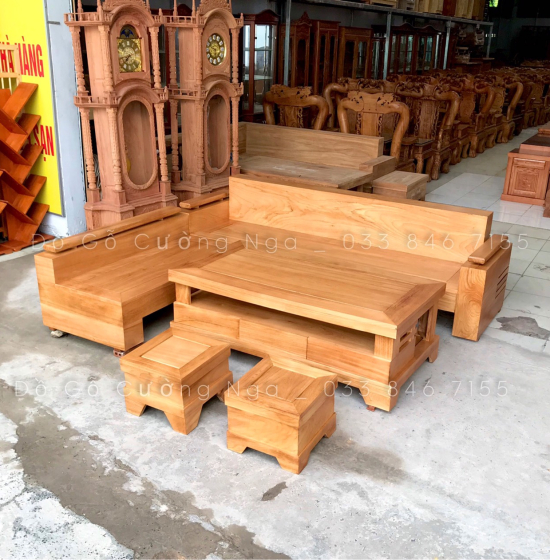 Bộ ghế sofa gỗ gõ đỏ tay trứng cao cấp 2m4x2m 