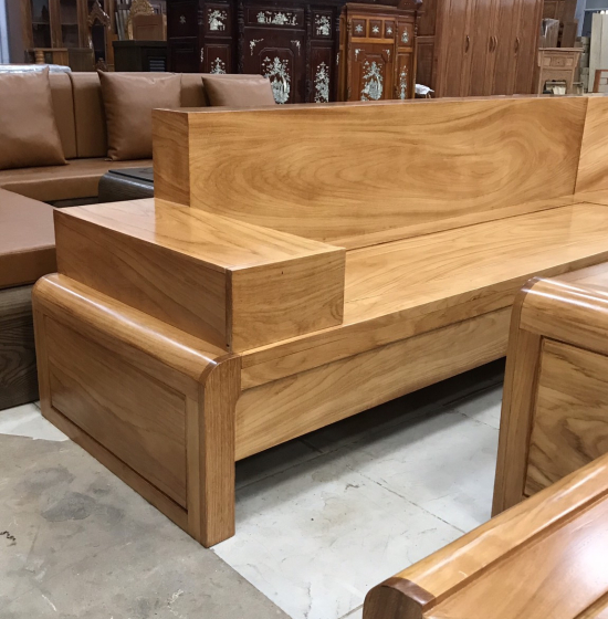 Bộ Ghế Sofa Gỗ Gõ Đỏ Cao Cấp 2m82x2m12 Chân Cuốn - Vế Phải 