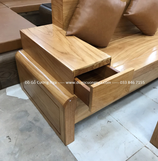 Bộ Ghế Sofa Gỗ Gõ Đỏ Cao Cấp 2m82x2m12 Chân Cuốn - Vế Phải 